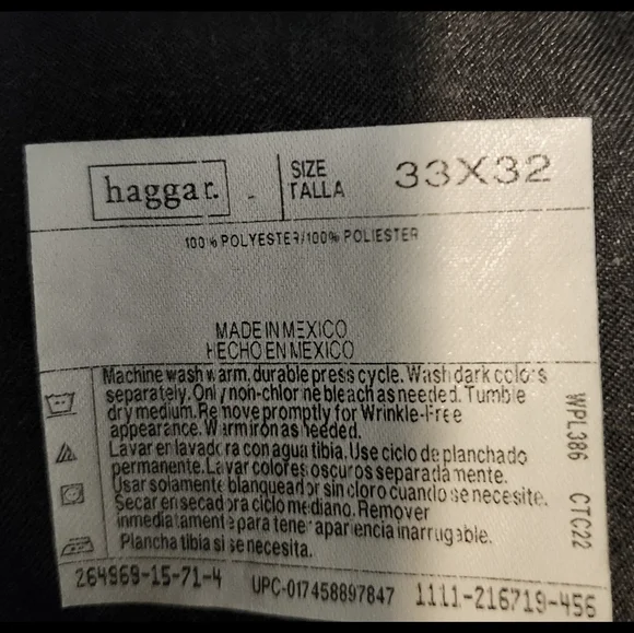 Black Hagar Pleated Dress Pants, 33x32 - Picture 7 of 8